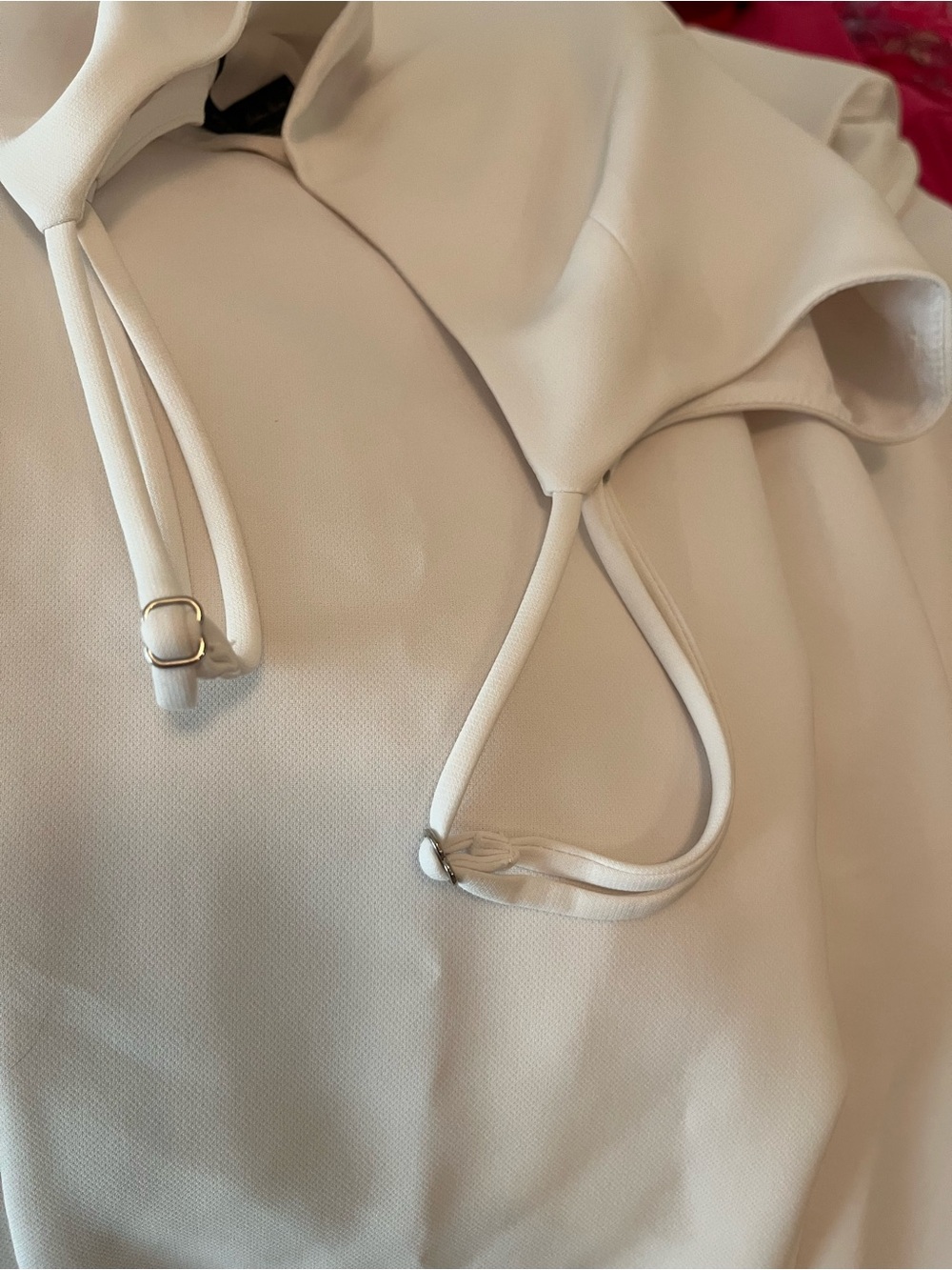 BCBGMaxAzria 2 Piece White Jumpsuit with Sheer Pleated Long Sleeve Cover-Up - Picture 7 of 9